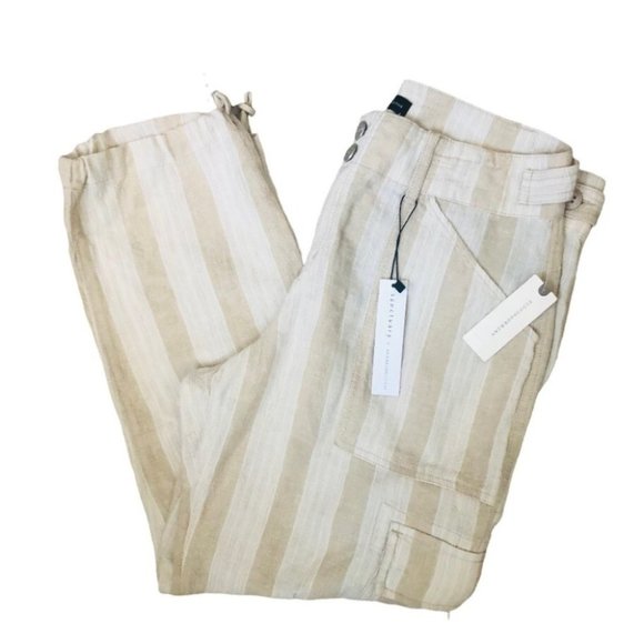 Sanctuary Pants - NEW Anthropologie Sanctuary Striped Linen Cargo Pants Wide Leg